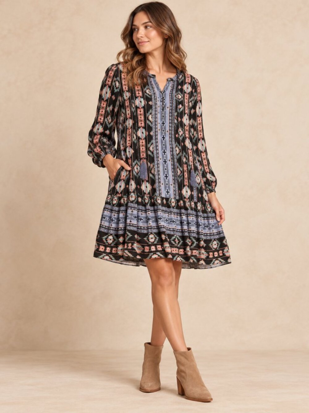 Anthropologie Holding Horses Southwestern Ikat Mini Dress XS